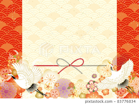 Beautiful Japanese pattern with a crane 83776834