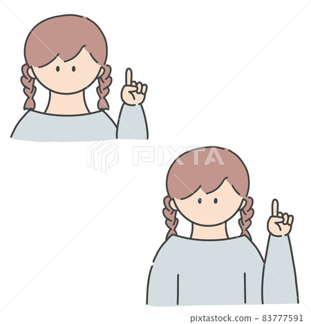 Bust-up icon illustration of a girl in a point pose Bust-up icon illustration of a girl in a point pose 83777591