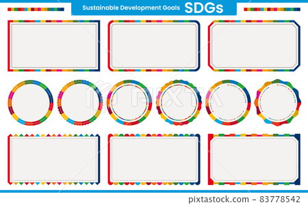 17 items of SDGs / title frame / horizontally long / round (beige) 83778542