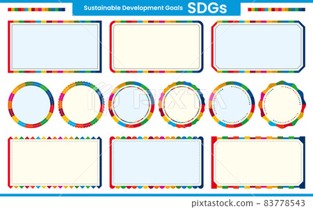 SDGs 17 項/標題框架/水平/圓形（藍色/黃色） 83778543