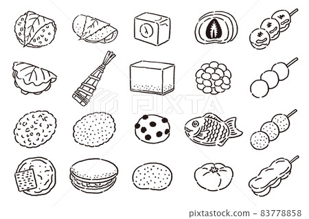 Set of Japanese sweets 83778858