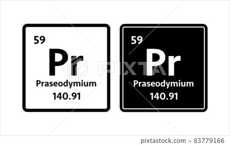 Praseodymium symbol. Chemical element of the periodic table. Vector stock illustration 83779166