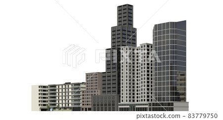 City modern buildings isolated on white background 3d illustration City modern buildings isolated on white background 3d illustration 83779750