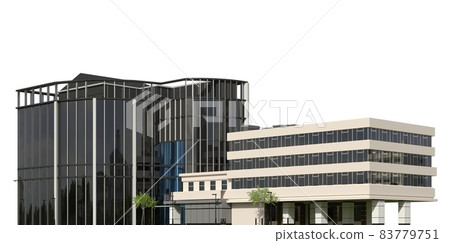 City modern buildings isolated on white background 3d illustration 83779751