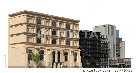 City modern buildings isolated on white background 3d illustration 83779752