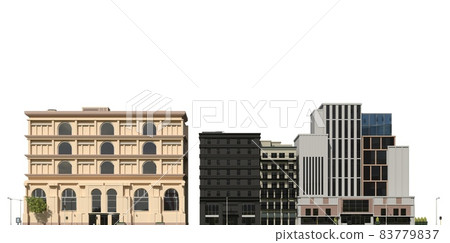 City modern buildings isolated on white background 3d illustration City modern buildings isolated on white background 3d illustration 83779837