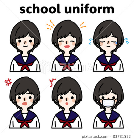 Person illustration _ high school girl facial expression set Person illustration _ high school girl facial expression set 83781552