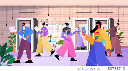 businesspeople working together in office lgbt rainbow flags gay lesbian transgender love concept businesspeople working together in office lgbt rainbow flags gay lesbian transgender love concept 83781743