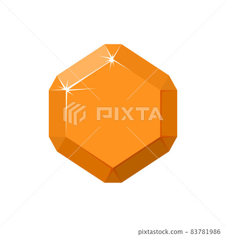 Hexagon orange gemstone. Quartz top view. Cartoon vector illustration Hexagon orange gemstone. Quartz top view. Cartoon vector illustration 83781986