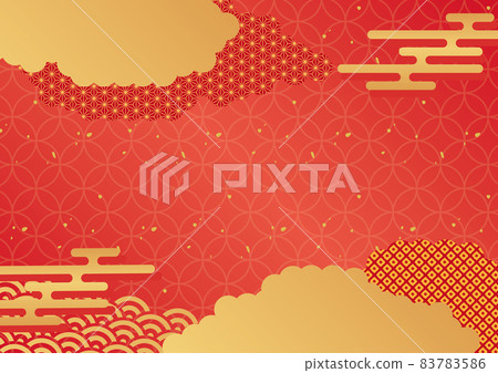 Red Japanese pattern background of clouds and haze 83783586