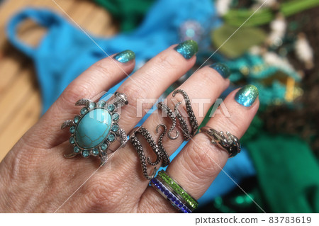 Mermaid Fashion With Jewelry and Fishing Net Close up 83783619