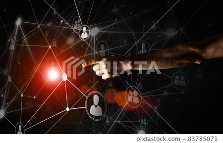 Creating modern wireless technologies as means of communucation and networking on dark background Creating modern wireless technologies as means of communucation and networking on dark background 83785071