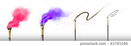 Makeup brushes with swatch of eyeshadow and liner Makeup brushes with swatch of eyeshadow and liner 83785266