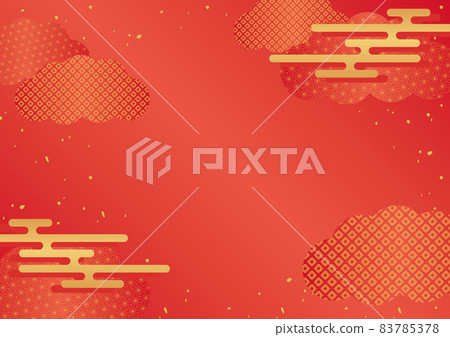 Red Japanese pattern background of clouds and haze 83785378