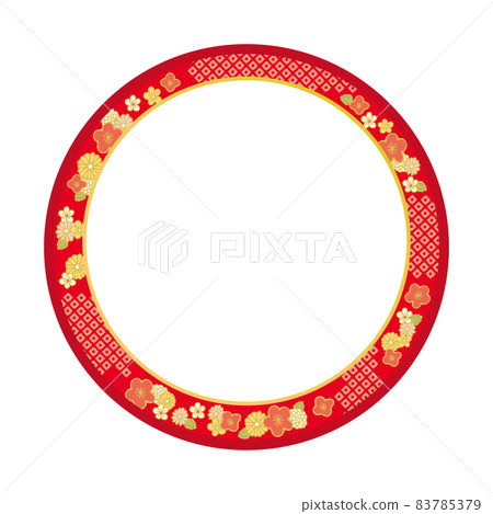 Japanese pattern circle frame 83785379