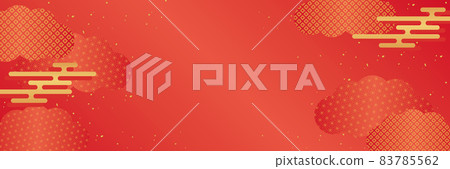 雲霧的紅色日本圖案背景 83785562