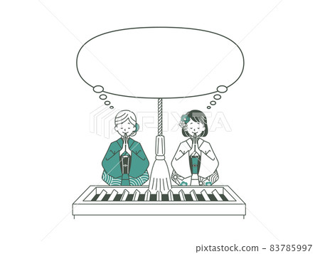 Two women worshiping and balloons-2 colors 83785997