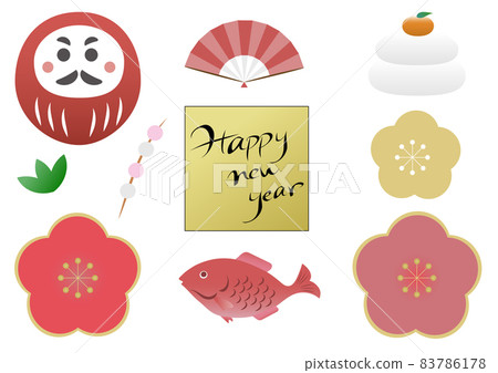 New Year's illustration material set 83786178