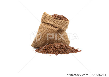 Flax seed in a hessian sack 83786261