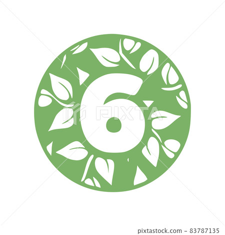 Number 6 natural hand drawn glyph icon. Six symbol vector clip art Number 6 natural hand drawn glyph icon. Six symbol vector clip art 83787135