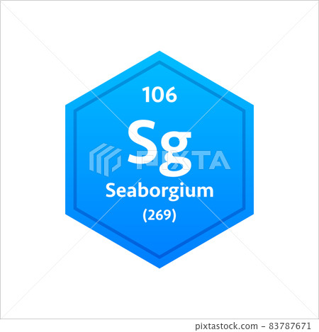 Seaborgium symbol. Chemical element of the periodic table. Vector stock illustration. 83787671