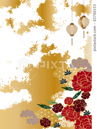 Flower and Japanese pattern background material: gold background 83788333