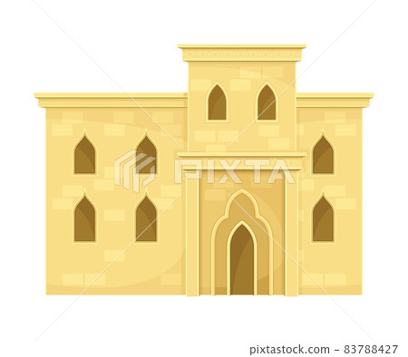 Authentic Arabian mud brick house. Middle East traditional architecture vector illustration 83788427
