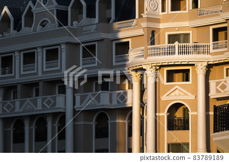 Medieval castle with shadow on it. building 83789189