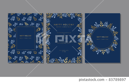Plant illustration frame set Design template for cards such as Christmas / invitation / greeting Plant illustration frame set Design template for cards such as Christmas / invitation / greeting 83789897