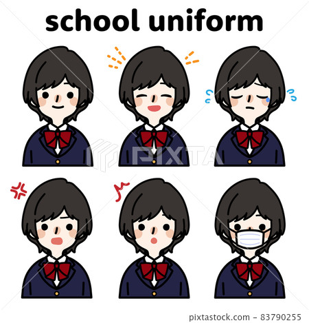 人物插畫_高中女生表情套裝 人物插畫_高中女生表情套裝 83790255