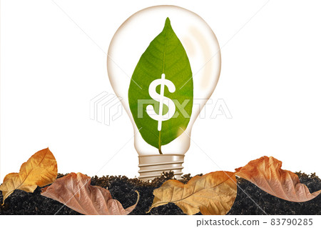 Green leaf growing in light bulb on background. Green leaf growing in light bulb on background. 83790285