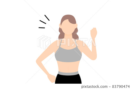 Female sports gym instructor encouraging with guts pose Female sports gym instructor encouraging with guts pose 83790474