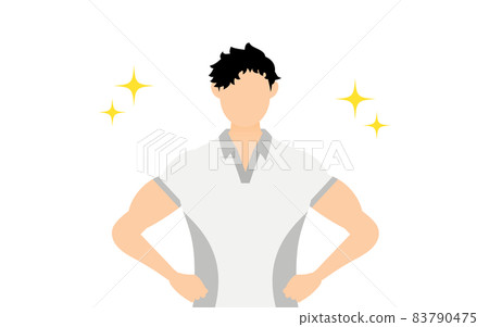 體操教練男性姿勢，雙手叉腰站立 83790475