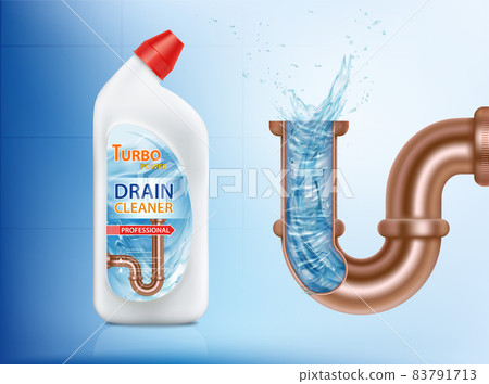 Plastic bottle with drain cleaner. Package template. Plastic bottle with drain cleaner. Package template. 83791713