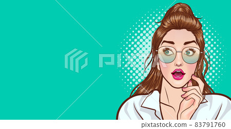 surprised young woman in glasses looking wondering for somthing 83791760