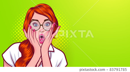 shocking young woman surprised in glasses look wow somthing 83791785