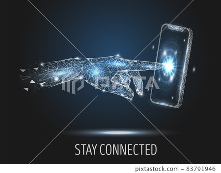 Stay connected, vector polygonal art style illustration Stay connected, vector polygonal art style illustration 83791946