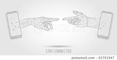 Stay connected, vector polygonal art style illustration Stay connected, vector polygonal art style illustration 83791947