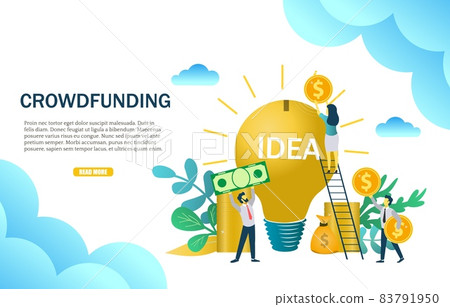 Crowdfunding concept vector web banner design template Crowdfunding concept vector web banner design template 83791950