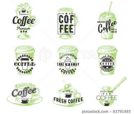 Vector set of vintage coffee badges labels logos 83791985