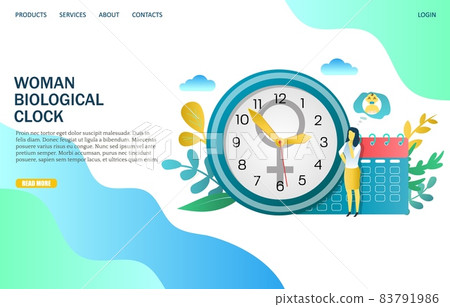 Woman biological clock vector website landing page design template 83791986