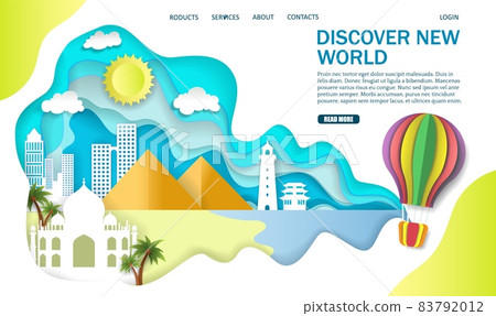 Discover new world vector website landing page design template 83792012