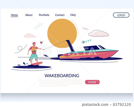 Wakeboarding vector website landing page design template 83792120