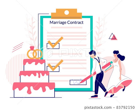 Marriage contract vector concept for web banner, website page Marriage contract vector concept for web banner, website page 83792150