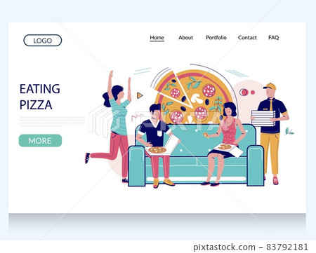Eating pizza vector website landing page design template Eating pizza vector website landing page design template 83792181