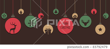 colorful christmas card with tree balls decoration colorful christmas card with tree balls decoration 83792479
