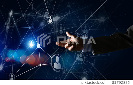 Creating modern wireless technologies as means of communucation and networking on dark background 83792825