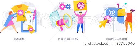 Branding, PR and direct marketing icons with people. 83793040