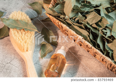 Cosmetology and personal care. Infusion decoction of bay leaf essential oil in a bottle, natural antiseptic, antioxidant, acne remedy, macronutrients for skin and hair. Herbal medicine Cosmetology and personal care. Infusion decoction of bay leaf essential oil in a bottle, natural antiseptic, antioxidant, acne remedy, macronutrients for skin and hair. Herbal medicine 83793469