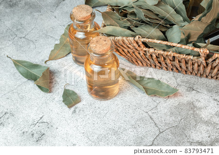 Cosmetology and personal care. Infusion decoction of bay leaf essential oil in a bottle, natural antiseptic, antioxidant, acne remedy, macronutrients for skin and hair. Herbal medicine Cosmetology and personal care. Infusion decoction of bay leaf essential oil in a bottle, natural antiseptic, antioxidant, acne remedy, macronutrients for skin and hair. Herbal medicine 83793471